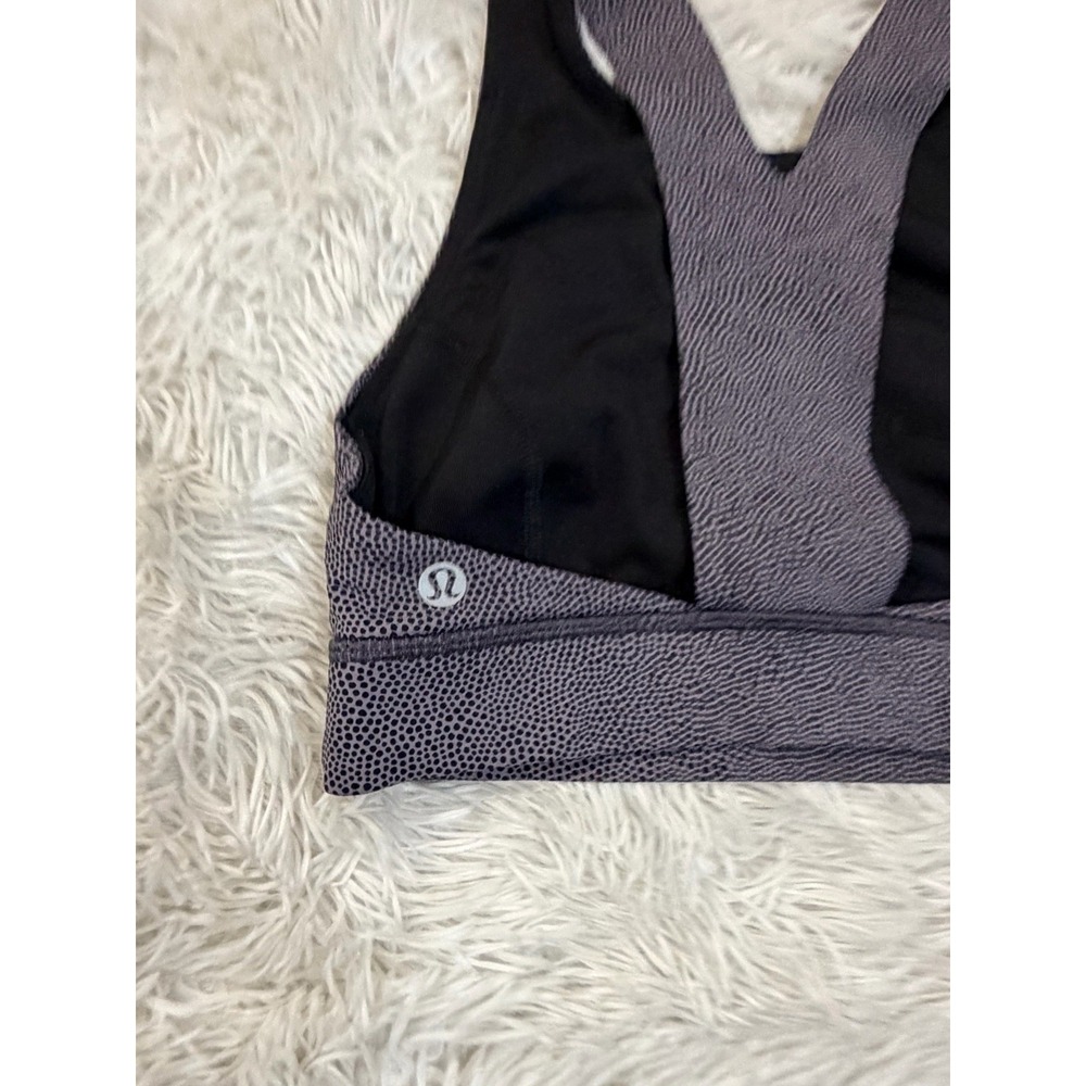 Lululemon Fast and Free Sports Bra Women's Size 4 Gray Polka Dots Racerback - Picture 3 of 4